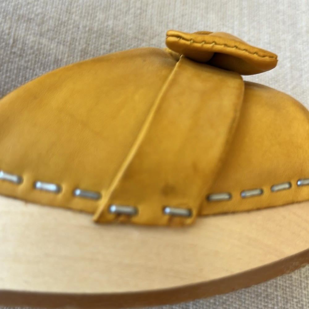 Swedish Hasbeens Beautiful NWT Bow Yellow Retro Vintage Clog Sandal size 7.5 & 8 - Picture 10 of 16